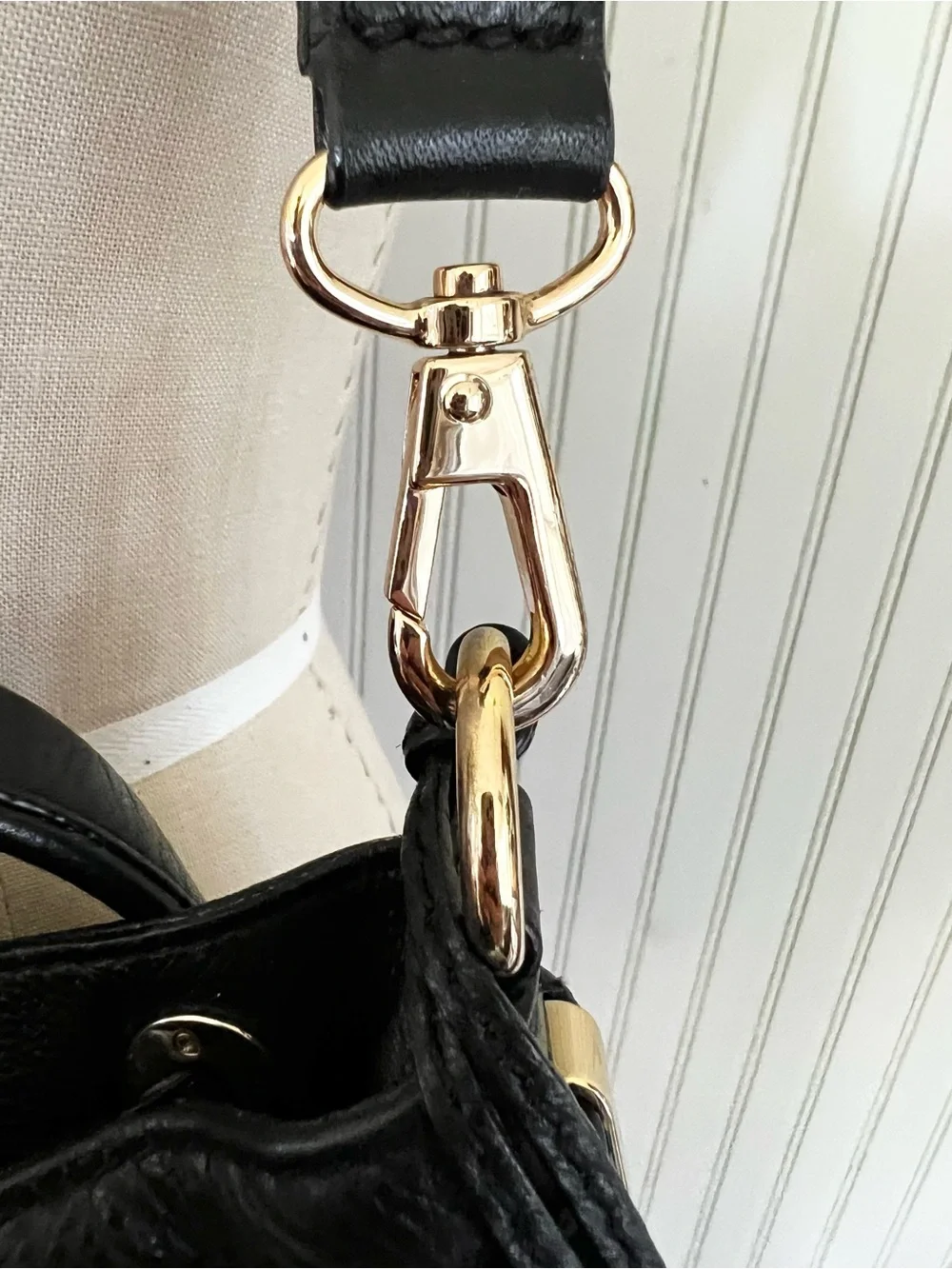 Michael Kors Pebbled Leather Black Zipper Front Satchel with Crossbody Large